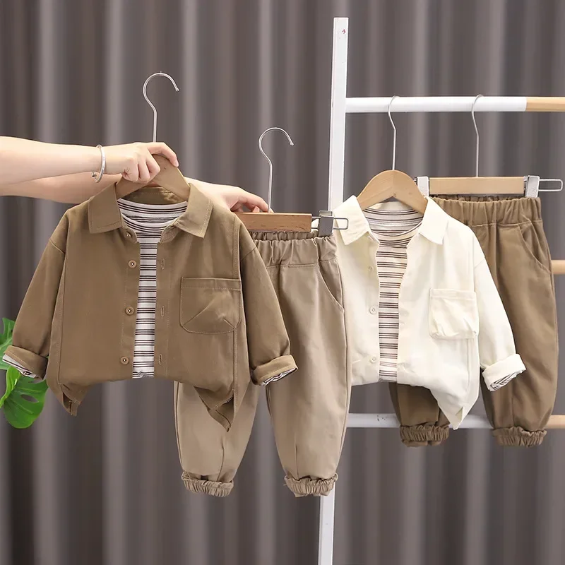 New Autumn Baby Boys Clothes Suit Children Casual Shirt T-Shirt Pants 3Pcs/Sets Kids Clothing Infant Costume Toddler Tracksuits
New Autumn Baby Boys Clothes Suit Children Casual Shirt T-Shirt Pants 3Pcs/Sets Kids Clothing Infant Costume Toddler Tracksuits