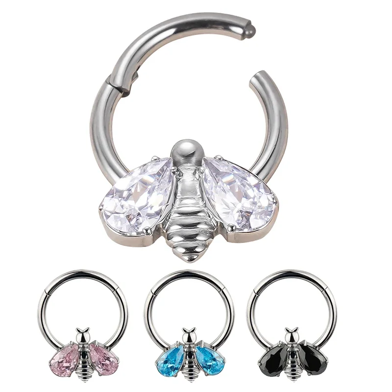 ASTM F136 Titanium Bee with Bezel CZ Wings Segment Ring Hinged Segment Nose Ring Clicker Tragus Helix Labret Earring Piercing
ASTM F136 Titanium Bee with Bezel CZ Wings Segment Ring Hinged Segment Nose Ring Clicker Tragus Helix Labret Earring Piercing
