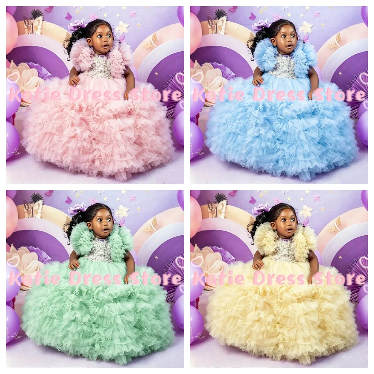 Layered Flower Girl Dresses for Wedding Customized Tulle Puffy Appliqued First Communion Ball Gowns Birthday Party Dresses
Layered Flower Girl Dresses for Wedding Customized Tulle Puffy Appliqued First Communion Ball Gowns Birthday Party Dresses 