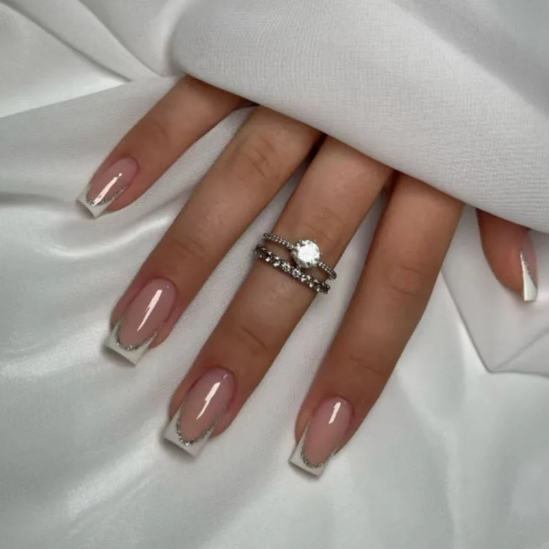 24pcs French False Nails Summer Glitter Press Ons Nails with Charms Simple Square Nail Art Paste Nails with Glue Self-nail 2025
24pcs French False Nails Summer Glitter Press Ons Nails with Charms Simple Square Nail Art Paste Nails with Glue Self-nail 2025
