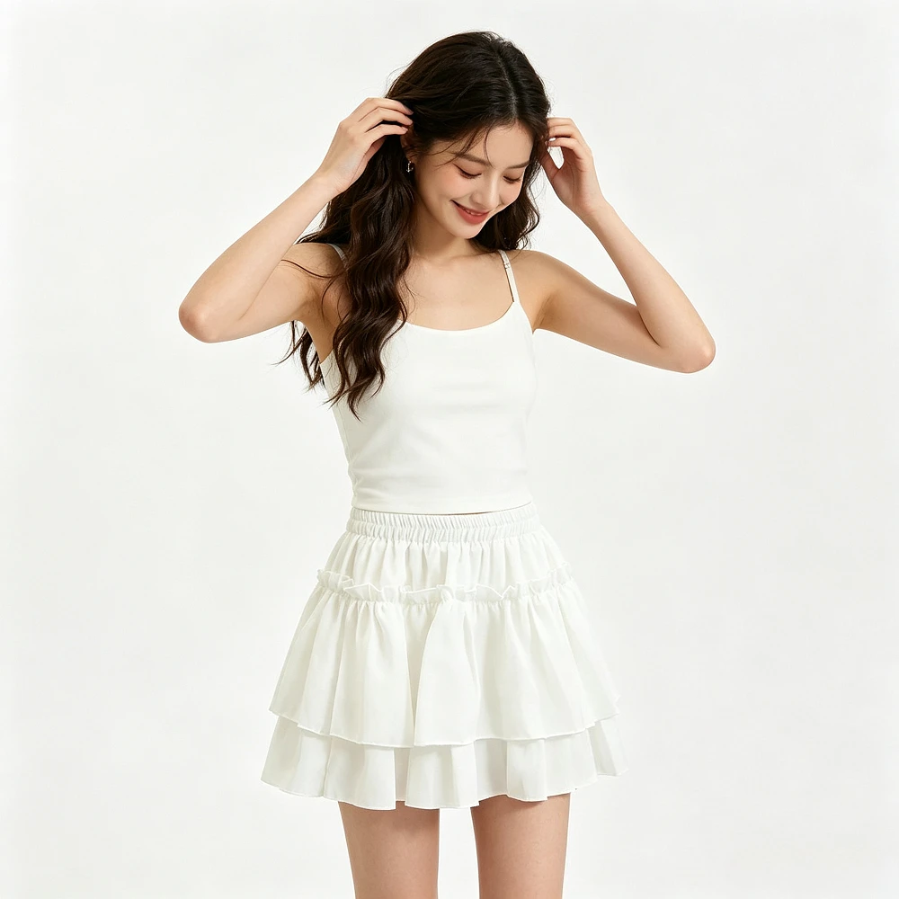 Women Fashion Pleated A-Line Skirt White Ruffle Tiered Pretty Asymmetric Layered Elastic Waist Summer Slim Korean Harajuku Style
Women Fashion Pleated A-Line Skirt White Ruffle Tiered Pretty Asymmetric Layered Elastic Waist Summer Slim Korean Harajuku Style