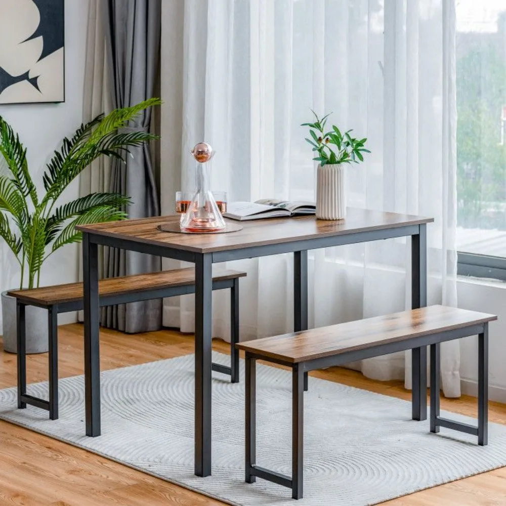3 Pieces Dining Table Set with 2 Benches for Dining Room Kitchen Bar, Dining Room Sets
3 Pieces Dining Table Set with 2 Benches for Dining Room Kitchen Bar, Dining Room Sets