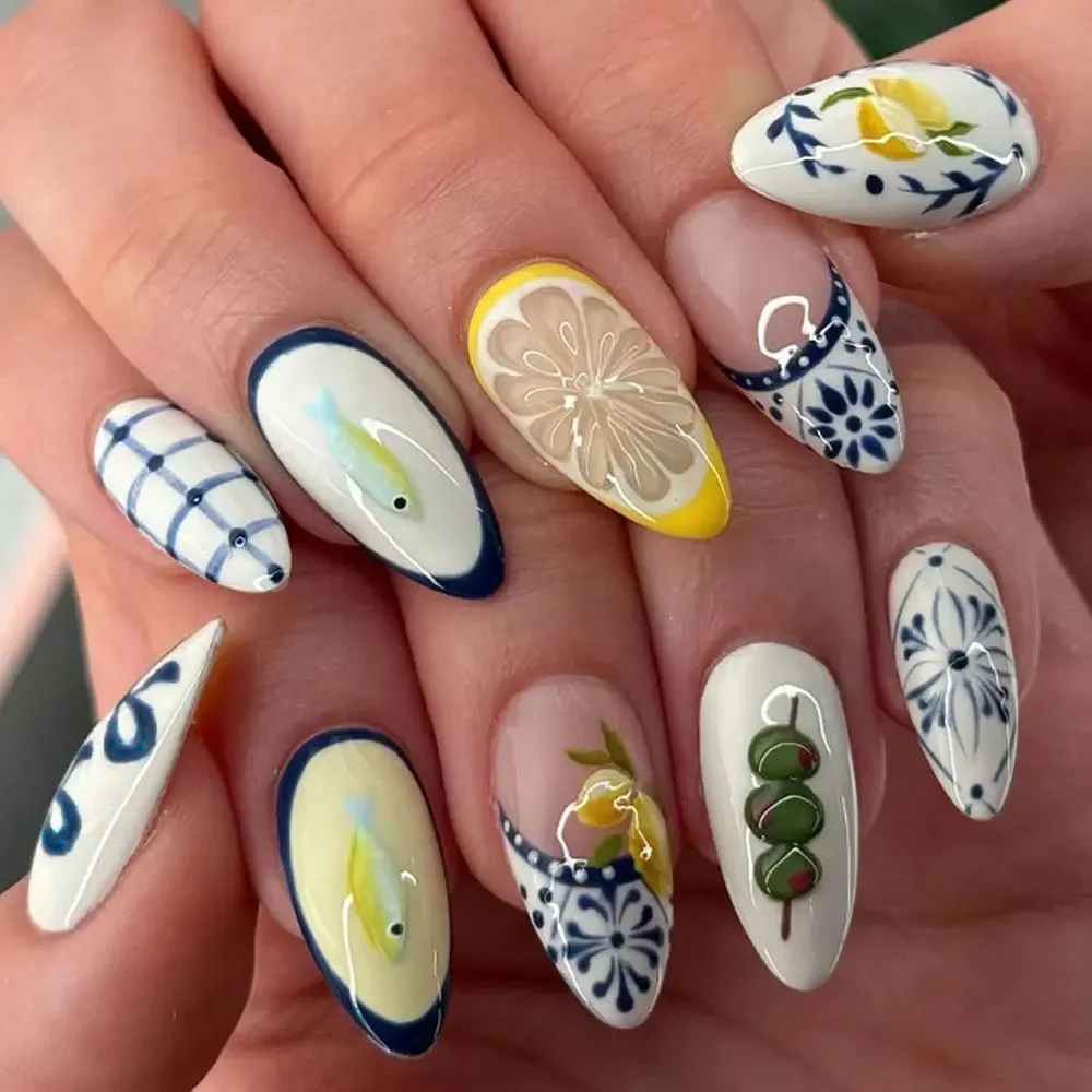 24pcs white Orange Fish flowers French Almond Presson nails , Fit Perfectly& Medium Length design Acrylic fake naZ
24pcs white Orange Fish flowers French Almond Presson nails , Fit Perfectly& Medium Length design Acrylic fake naZ