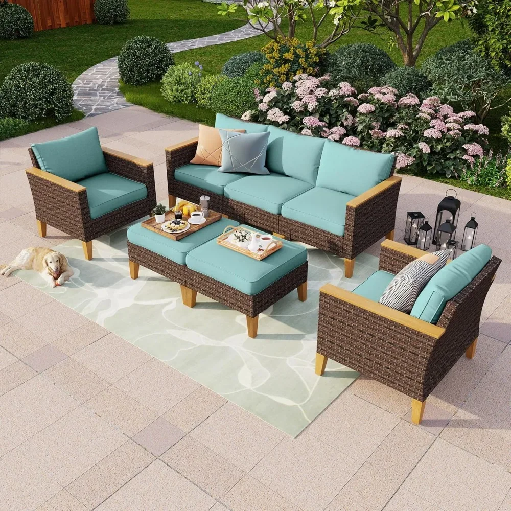 Outdoor Chair 7-Piece Wicker Patio Conversation Set Blue 2 X Armrest Chair Garden Furniture Outdoor Sofa Sets
Outdoor Chair 7-Piece Wicker Patio Conversation Set Blue 2 X Armrest Chair Garden Furniture Outdoor Sofa Sets