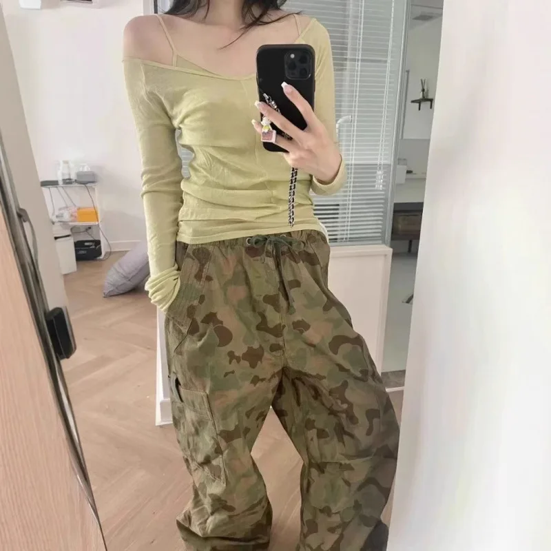 Jaded London Wide Leg Pants Vintage Printed Pocket Parachute Camouflage Loose Drawstring Thin Casual Work Pants Women Summer
Jaded London Wide Leg Pants Vintage Printed Pocket Parachute Camouflage Loose Drawstring Thin Casual Work Pants Women Summer
