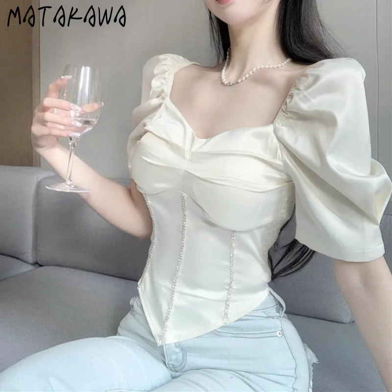 Matakawa женские рубашки с пышными рукавами и блузки с квадратным вырезом, весна-лето, однотонные короткие Blusas Mujer, корейская мода, сексуальные майки
Matakawa женские рубашки с пышными рукавами и блузки с квадратным вырезом, весна-лето, однотонные короткие Blusas Mujer, корейская мода, сексуальные майки