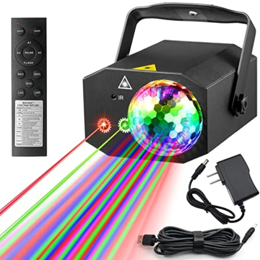 Party Lights Dj Disco Ball Light with Pattern Projection and Sound Activated, RGB Colored Strobe Stage Lighting for Parties Ind
Party Lights Dj Disco Ball Light with Pattern Projection and Sound Activated, RGB Colored Strobe Stage Lighting for Parties Ind