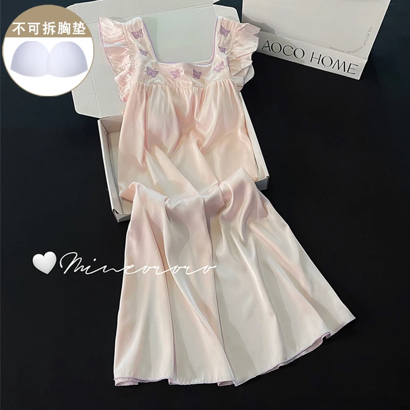 DAIMELUNightgown pink ice and snow silk pajamas women's summer with chest pads, suspender pajamas, sweet and cool loungewear
DAIMELUNightgown pink ice and snow silk pajamas women's summer with chest pads, suspender pajamas, sweet and cool loungewear
