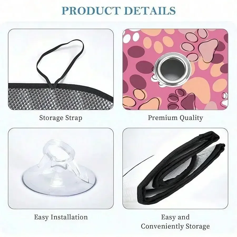 Foldable Car Windshield Sunshade With Paw Print Pattern UV Protection Easy Install Store
Foldable Car Windshield Sunshade With Paw Print Pattern UV Protection Easy Install Store