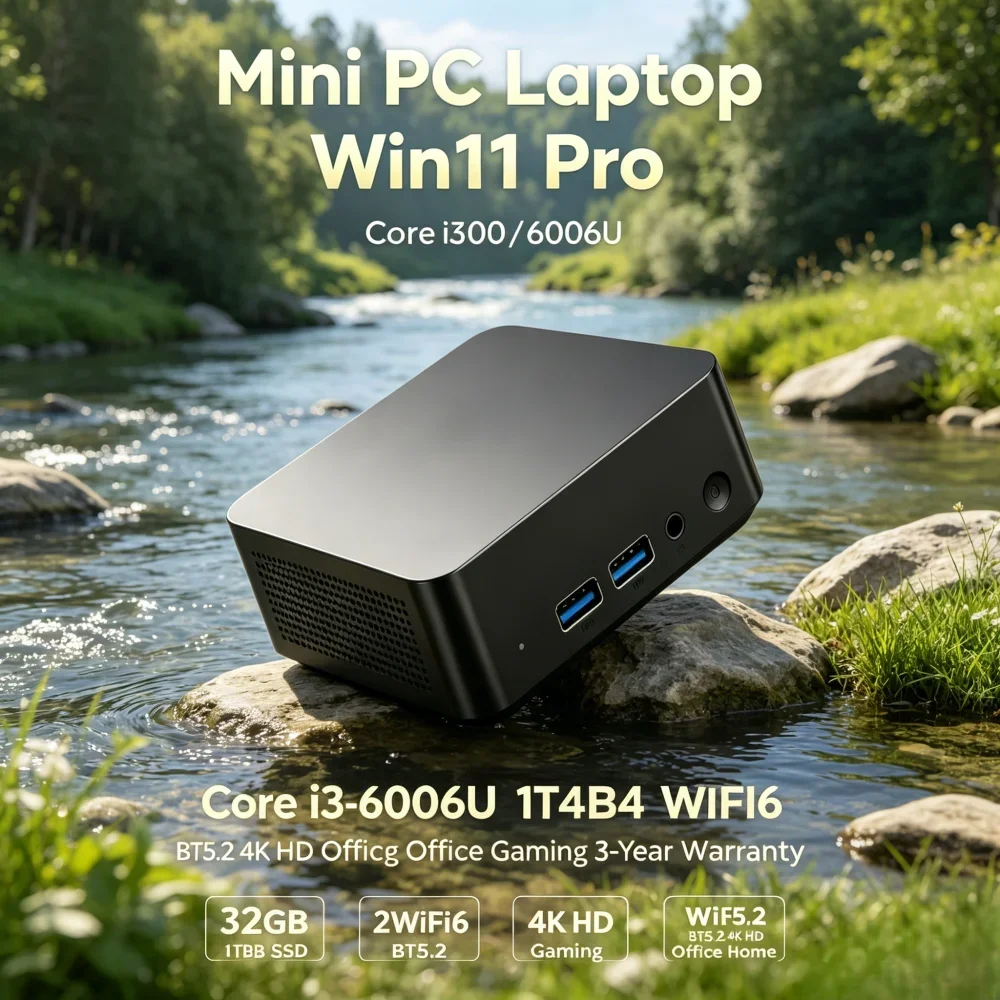 Mini PC Laptop Win11 Pro Core i3-6006U 32GB RAM 1TB/2TB SSD WiFi6 BT5.2 4K HD Office & Gaming 3-Year Warranty
Mini PC Laptop Win11 Pro Core i3-6006U 32GB RAM 1TB/2TB SSD WiFi6 BT5.2 4K HD Office & Gaming 3-Year Warranty