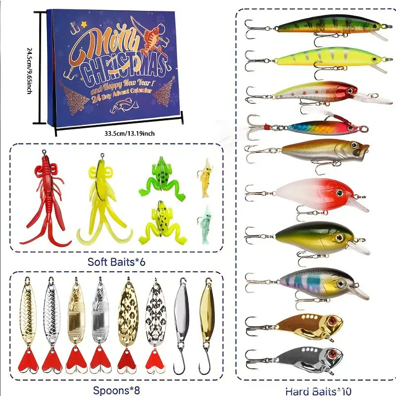 2025 Christmas Countdown Fishing Tackle Set - 24 Days Advent Calendar, Christmas Surprise Gift for Fishermen in 2024
2025 Christmas Countdown Fishing Tackle Set - 24 Days Advent Calendar, Christmas Surprise Gift for Fishermen in 2024