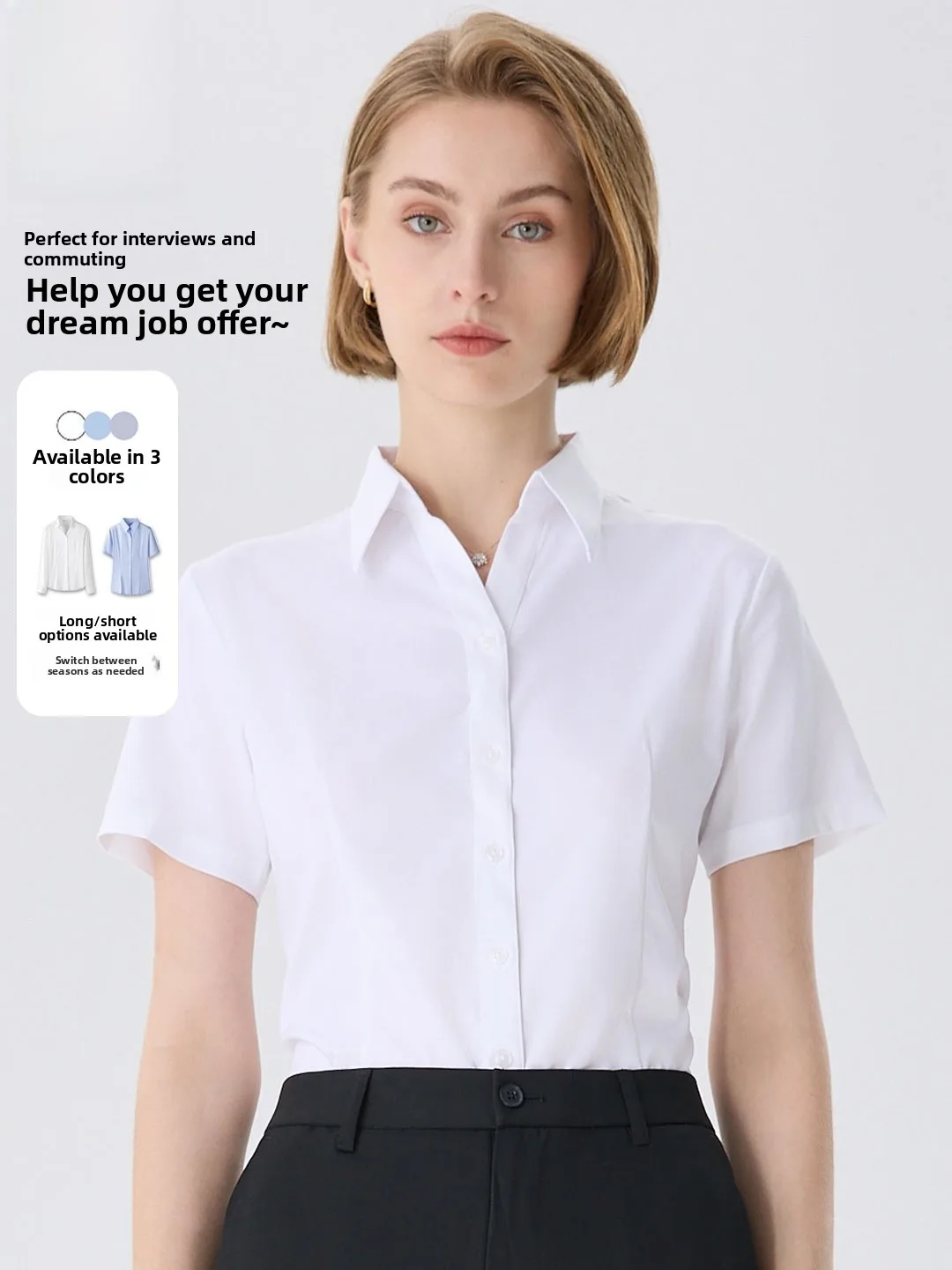 Romon Women's White Shirt V-Neck Short Sleeve Professional Fashion Summer New Style Interview Workwear Breathable Anti-Wrinkle
Romon Women's White Shirt V-Neck Short Sleeve Professional Fashion Summer New Style Interview Workwear Breathable Anti-Wrinkle