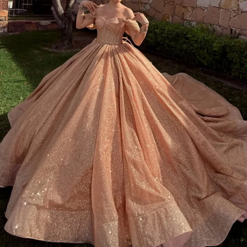 A3846 Champagne Gold Shinny Quinceanera Dresses Ball Gown Tulle Women Wedding Occasion Birthday Party Sweet 15 16 GirlCustomized
A3846 Champagne Gold Shinny Quinceanera Dresses Ball Gown Tulle Women Wedding Occasion Birthday Party Sweet 15 16 GirlCustomized