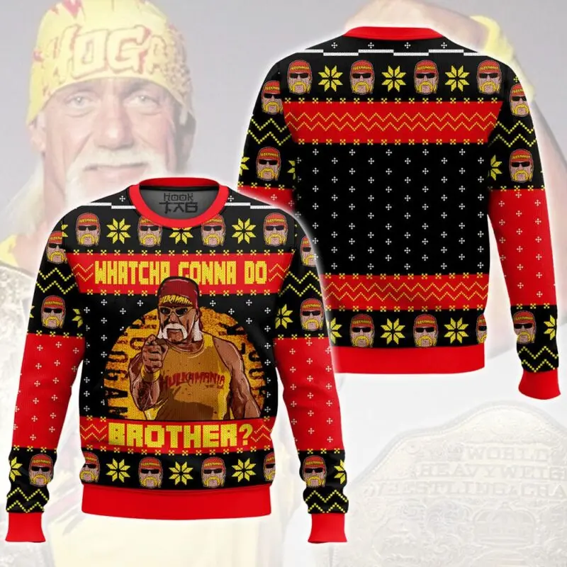 Whatcha Gonna Do Brother Халк Хоган уродливый свитер, зимний праздничный пуловер, подарок на рождественскую вечеринку для мужчин, рождественский джемпер больших размеров
Whatcha Gonna Do Brother Халк Хоган уродливый свитер, зимний праздничный пуловер, подарок на рождественскую вечеринку для мужчин, рождественский джемпер больших размеров