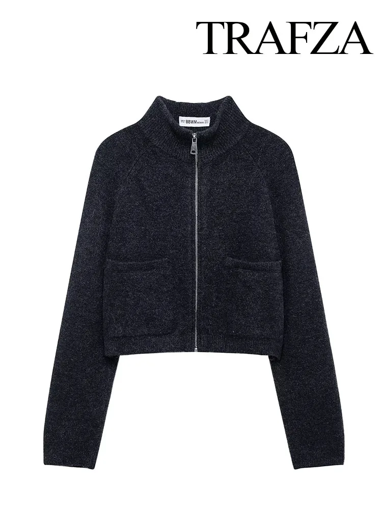 TRAFZA Women Sweaters Coats Solid O-Neck Long Sleeve Pocket Decoration Zipper Female Fashion Spring Street Style Cardigans
TRAFZA Women Sweaters Coats Solid O-Neck Long Sleeve Pocket Decoration Zipper Female Fashion Spring Street Style Cardigans