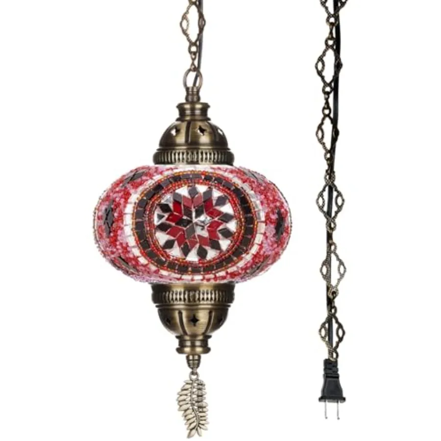 Plug-in Turkish Moroccan Mosaic Hanging Pendant Ceiling Light Swag Lamp Fixture with 15Feet Cord and Chain Handcrafted Glass Ti
Plug-in Turkish Moroccan Mosaic Hanging Pendant Ceiling Light Swag Lamp Fixture with 15Feet Cord and Chain Handcrafted Glass Ti
