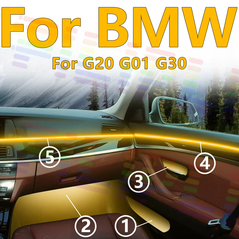 For BMW G20 G01 G30 Decoration Atmosphere Lamp APP 64/128 colors RGB Symphony Car Ambient Light Acrylic Interior LED Strip
For BMW G20 G01 G30 Decoration Atmosphere Lamp APP 64/128 colors RGB Symphony Car Ambient Light Acrylic Interior LED Strip