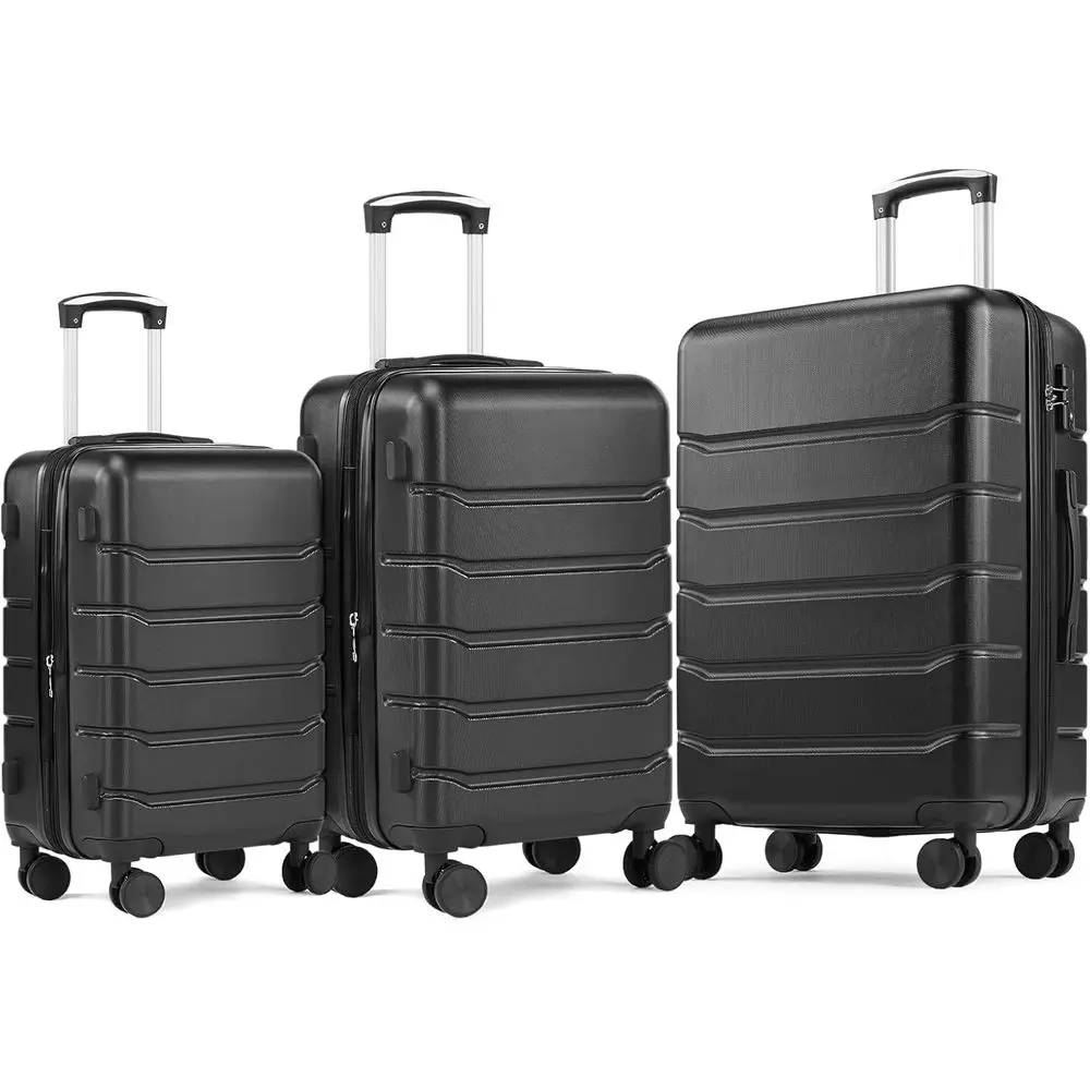 Легкий расширяемый дорожный набор чемоданов с жестким корпусом и замком TSA, 3 предмета (20/24/28 дюймов), черный
Легкий расширяемый дорожный набор чемоданов с жестким корпусом и замком TSA, 3 предмета (20/24/28 дюймов), черный