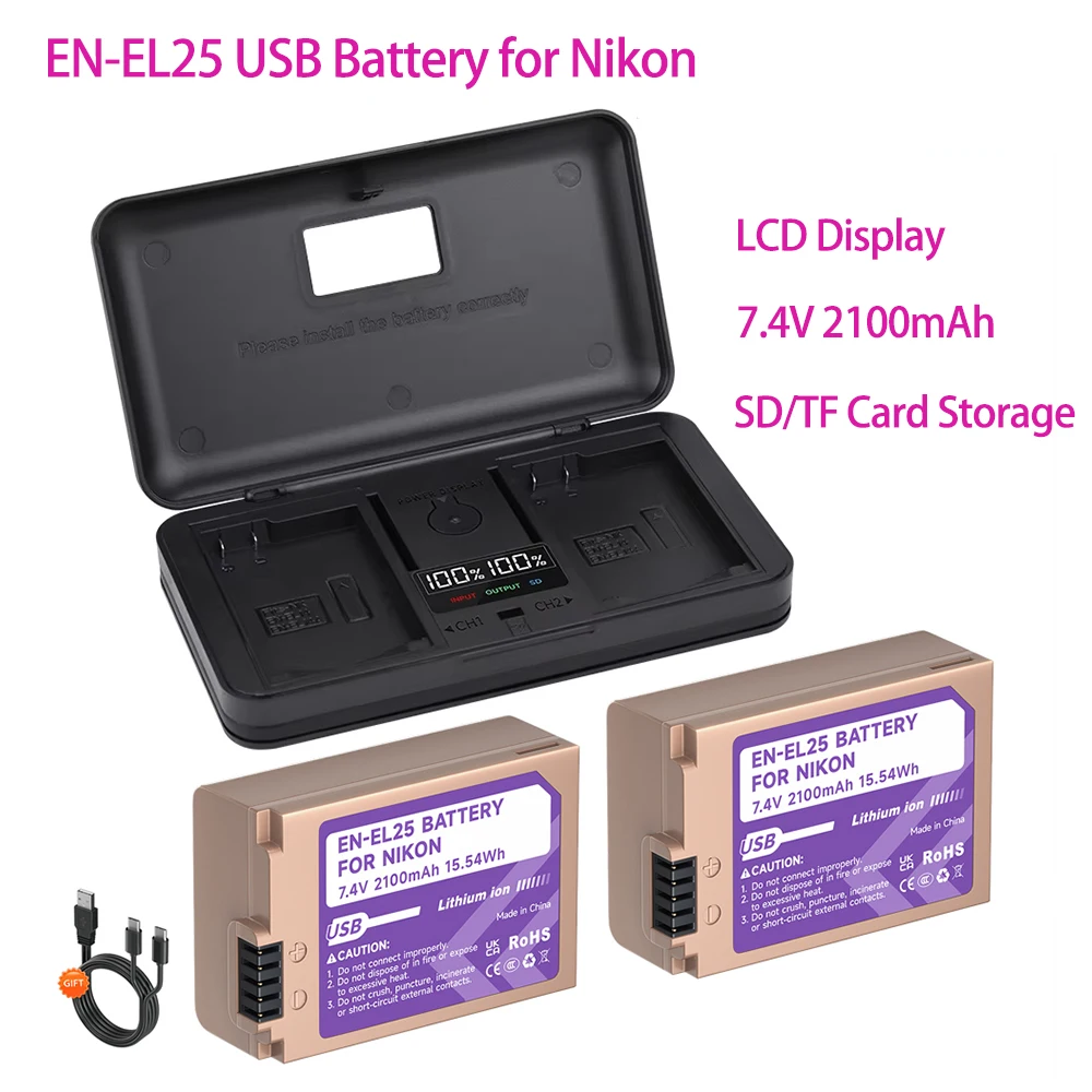 EN-EL25 EN EL25 USB-аккумулятор с зарядным устройством для ЖК-дисплея Литий-ионный аккумулятор ENEL25 емкостью 2100 мАч для камеры Nikon Z50 Z30 Z 50 ZFC Bateria
EN-EL25 EN EL25 USB-аккумулятор с зарядным устройством для ЖК-дисплея Литий-ионный аккумулятор ENEL25 емкостью 2100 мАч для камеры Nikon Z50 Z30 Z 50 ZFC Bateria