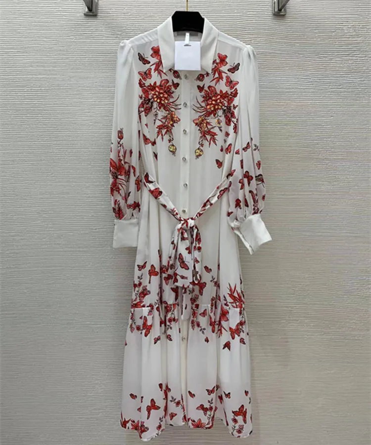 Europe and the United States women's 2024 summer new lapel Long sleeve butterfly print studded beads Fashion Belt dress XXL
Europe and the United States women's 2024 summer new lapel Long sleeve butterfly print studded beads Fashion Belt dress XXL