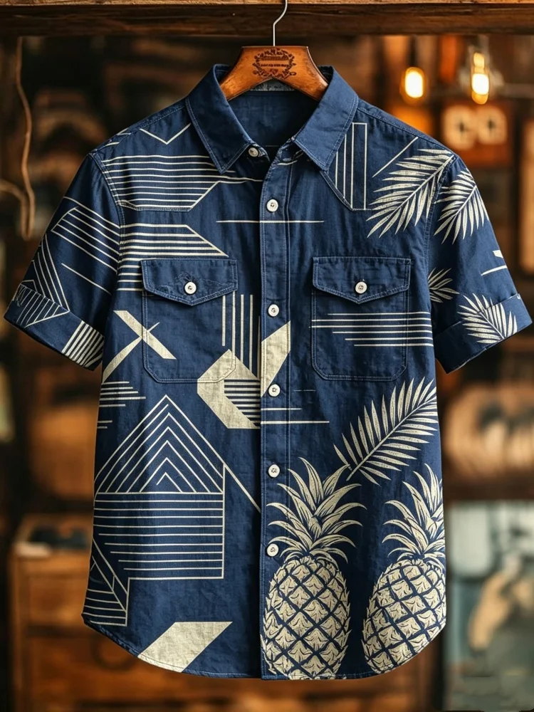 Mens Hawaiian Shirt Pineapple Print Short Sleeve Button Up Casual Summer Beach Shirt
Mens Hawaiian Shirt Pineapple Print Short Sleeve Button Up Casual Summer Beach Shirt