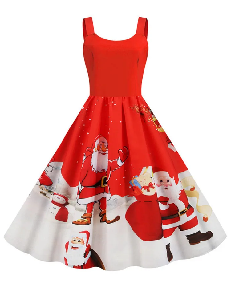 Women's Vintage Christmas Dress Sexy Elegant Print Swing Midi Sundress High Waist Casual Party Dress
Women's Vintage Christmas Dress Sexy Elegant Print Swing Midi Sundress High Waist Casual Party Dress