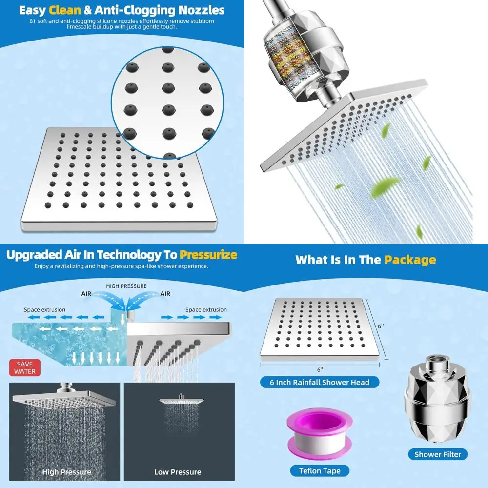 6 насадок для душа Pure Rain с 20-ступенчатой фильтрацией для уменьшения хлора и металлов в твердой воде, хромированная отделка
6 насадок для душа Pure Rain с 20-ступенчатой фильтрацией для уменьшения хлора и металлов в твердой воде, хромированная отделка