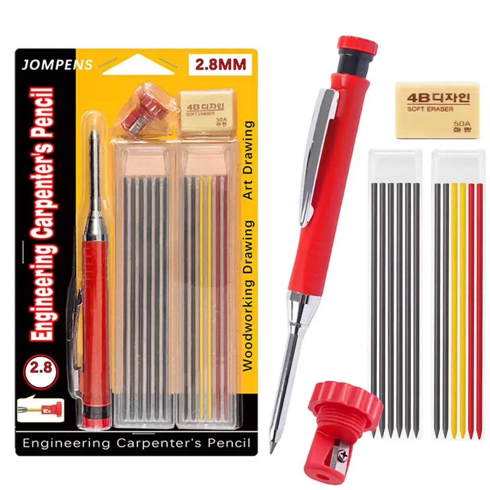 Solid Carpenter Pencil Set Built In Pencil Sharpener Deep Hole Marking Tool Pen Carpenter Lead Core Automatic Pencil Drawing Pen
Solid Carpenter Pencil Set Built In Pencil Sharpener Deep Hole Marking Tool Pen Carpenter Lead Core Automatic Pencil Drawing Pen