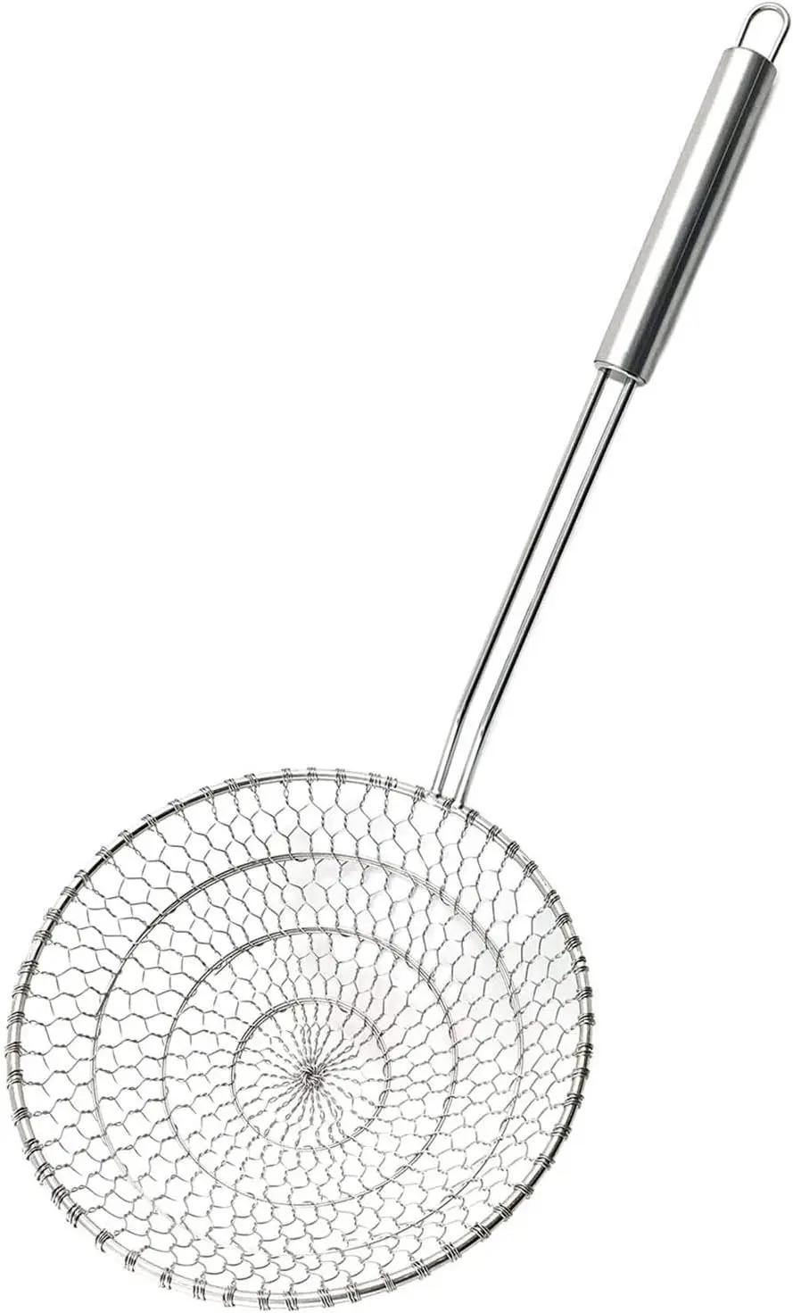 Stainless Steel Spider Strainer with Spiral Mesh for Frying and Boiling, 7-Inch Handcrafted Skimmer for Asian Kitchen
Stainless Steel Spider Strainer with Spiral Mesh for Frying and Boiling, 7-Inch Handcrafted Skimmer for Asian Kitchen