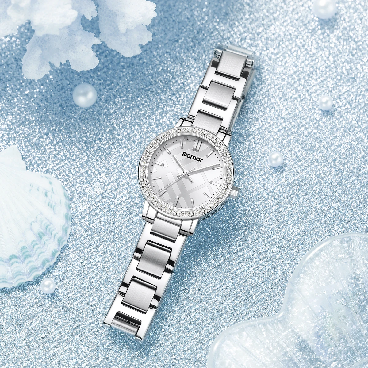 Pomar new fashionable luxury diamond high-end plaid dial quartz waterproof women's watch
Pomar new fashionable luxury diamond high-end plaid dial quartz waterproof women's watch