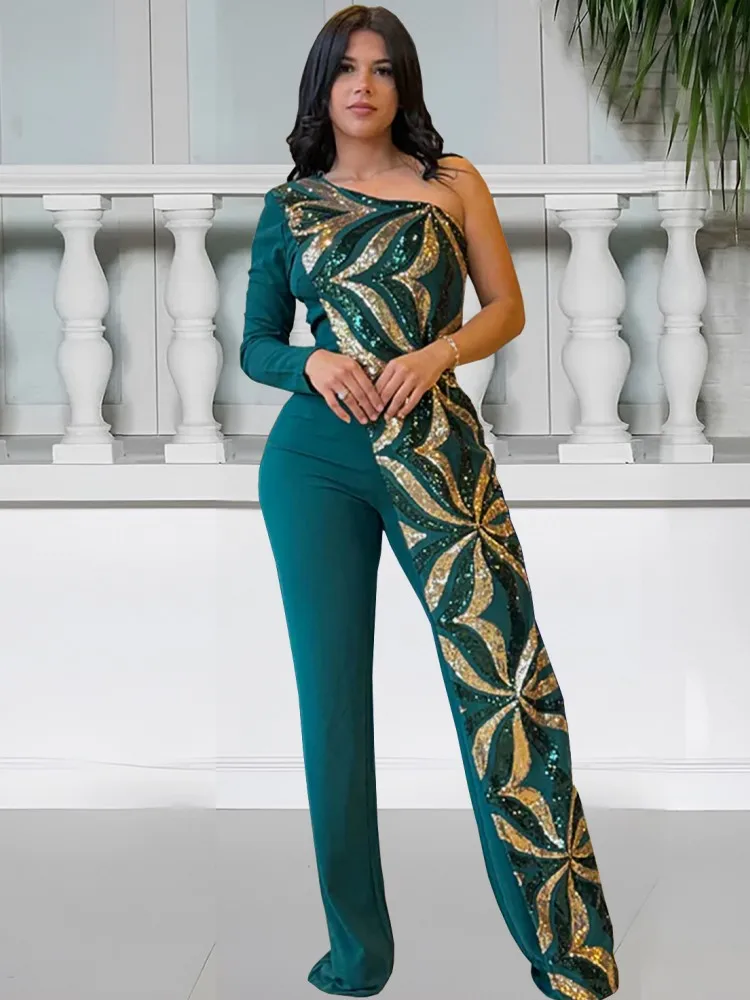 Women Jumpsuits For Summer Spring Long Sleeve Sequined One Shoulder Fashion Streetwear Overalls Wide Leg Pants Trousers 2025
Women Jumpsuits For Summer Spring Long Sleeve Sequined One Shoulder Fashion Streetwear Overalls Wide Leg Pants Trousers 2025