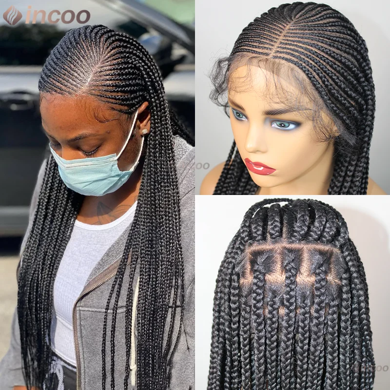 36 inches Cornrow Braided Wigs for Black Women Knotless Box Braiding Hair Wig Full Lace Front Wig Side Part Synthetic Braids Wig
36 inches Cornrow Braided Wigs for Black Women Knotless Box Braiding Hair Wig Full Lace Front Wig Side Part Synthetic Braids Wig