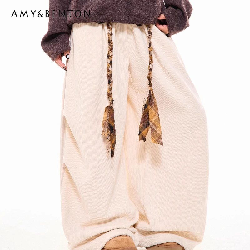 Original Retro Design Corduroy Drawstring Elastic Waist Women's Casual Pants Autumn New Loose Versatile Wide-Leg Trousers Ladies
Original Retro Design Corduroy Drawstring Elastic Waist Women's Casual Pants Autumn New Loose Versatile Wide-Leg Trousers Ladies