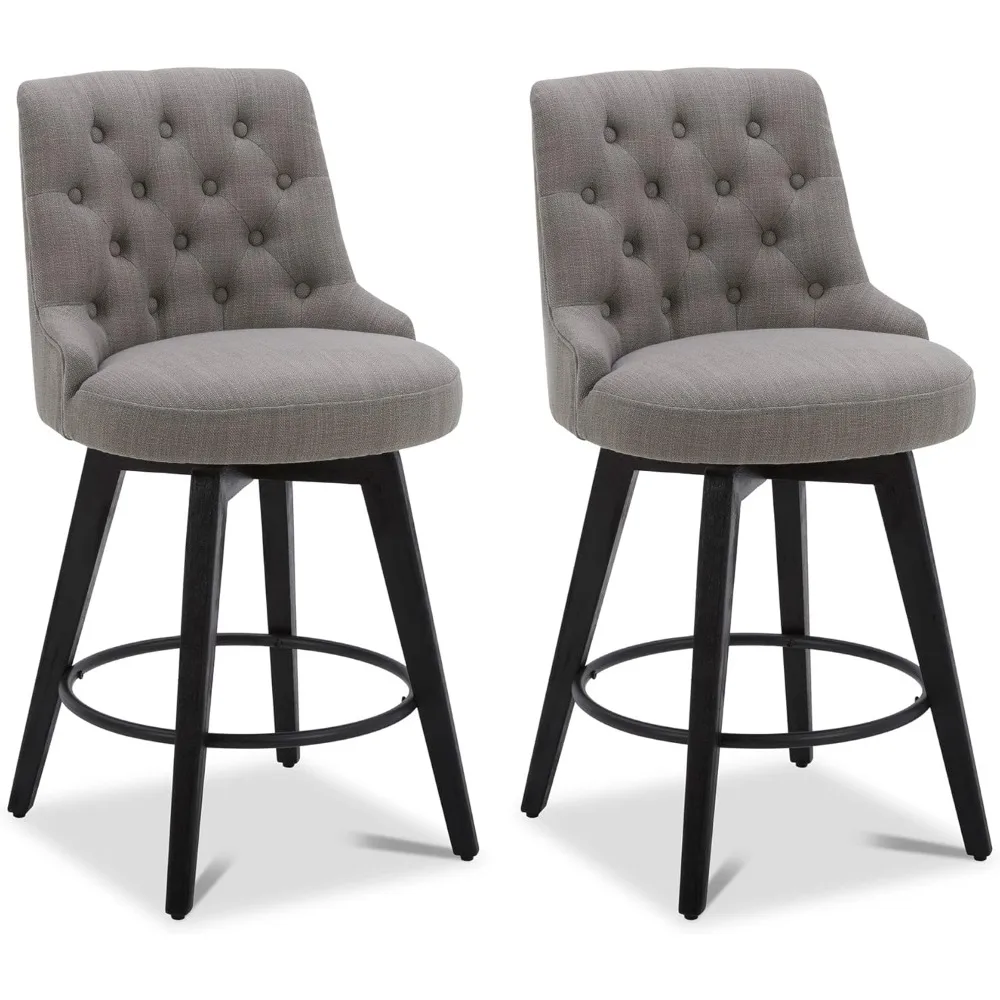 Watson & Whitely Modern Swivel Bar Stools, Performance Fabric Upholstered Counter Height Bar Stool with Back, Solid Wood Legs, 2 
Watson & Whitely Modern Swivel Bar Stools, Performance Fabric Upholstered Counter Height Bar Stool with Back, Solid Wood Legs, 2