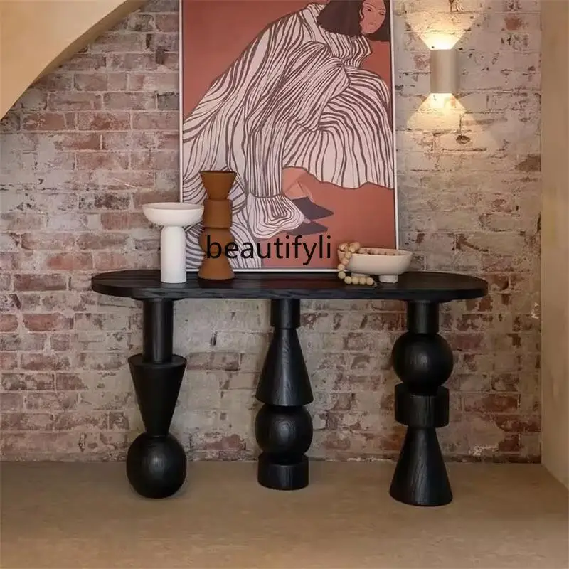 solid wood entrance table, home designer model, against the wall, black entrance table, creative sofa, small table on the back
solid wood entrance table, home designer model, against the wall, black entrance table, creative sofa, small table on the back