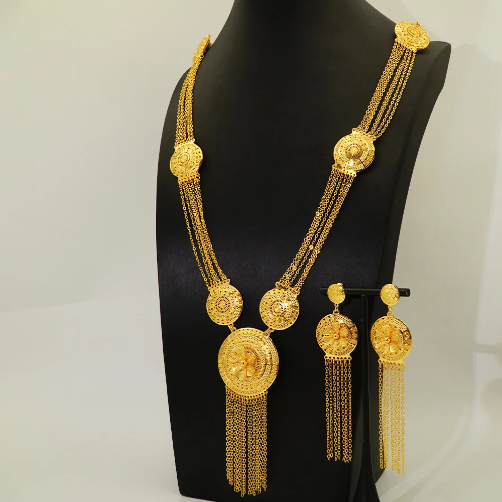 Dubai Arabic Fashion Jewelry Set for Women Luxury Gold Color Necklace Earrings 2Pcs Set African Classic Jewellery Party Gift
Dubai Arabic Fashion Jewelry Set for Women Luxury Gold Color Necklace Earrings 2Pcs Set African Classic Jewellery Party Gift