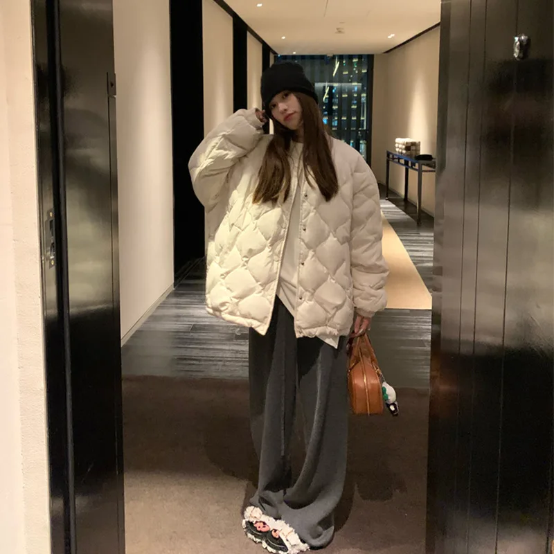 Winter Thiened down Cotton Jaet Women's Loose Diamond Pattern Slimming ort plus Size Faionable Korean Lazy Sle
Winter Thiened down Cotton Jaet Women's Loose Diamond Pattern Slimming ort plus Size Faionable Korean Lazy Sle