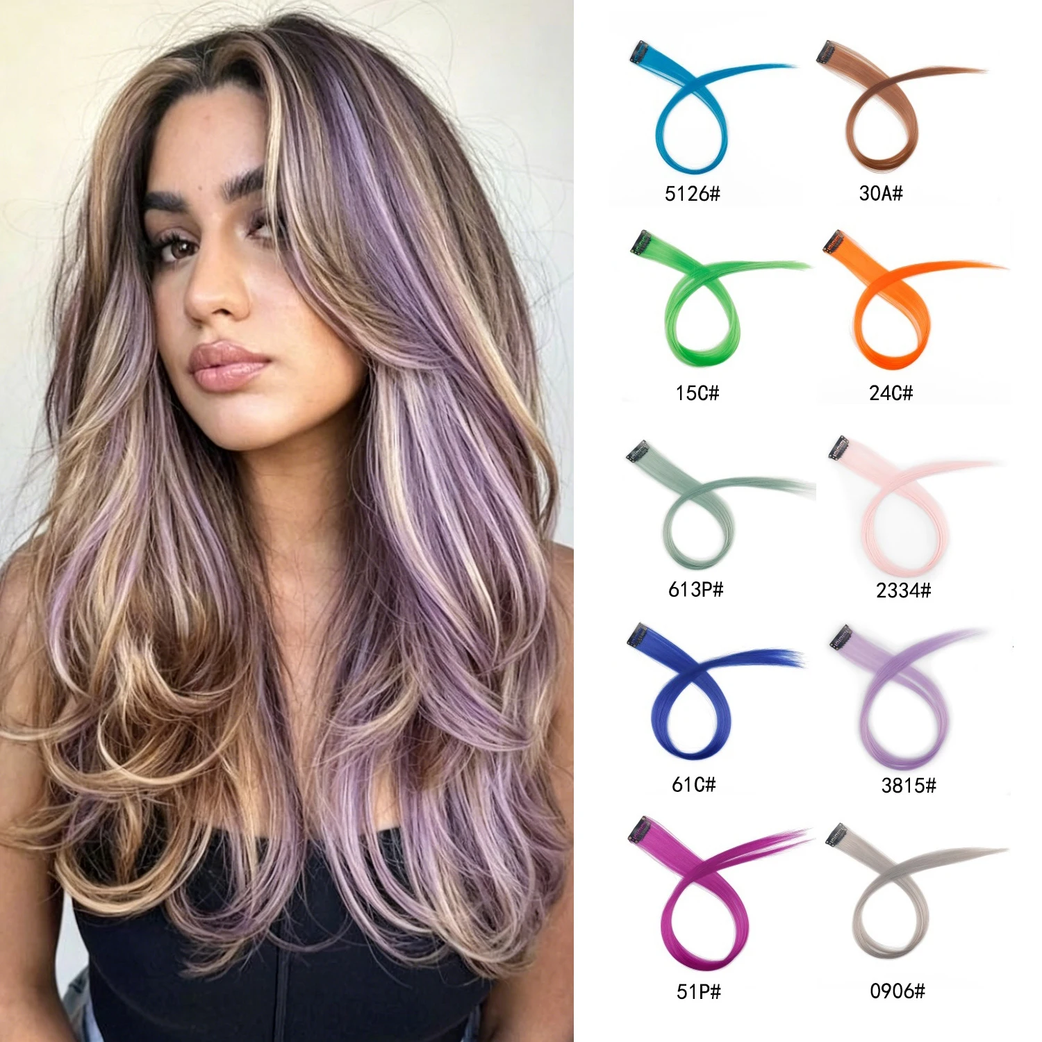 Colorful Clip in Synthetic Hair Extensions Party Highlights Rainbow Long Straight Hairpieces Colored Hair Extensions for Cosplay
Colorful Clip in Synthetic Hair Extensions Party Highlights Rainbow Long Straight Hairpieces Colored Hair Extensions for Cosplay