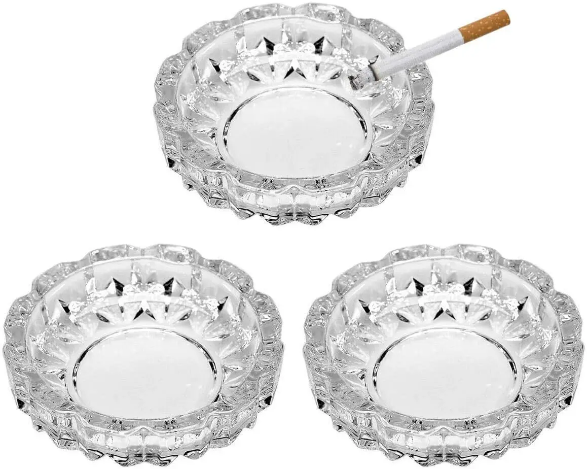 3-Pack Heavy Duty Glass Ashtrays, 4.8" Diameter, Indoor Outdoor Use for Home Office Decor
3-Pack Heavy Duty Glass Ashtrays, 4.8" Diameter, Indoor Outdoor Use for Home Office Decor