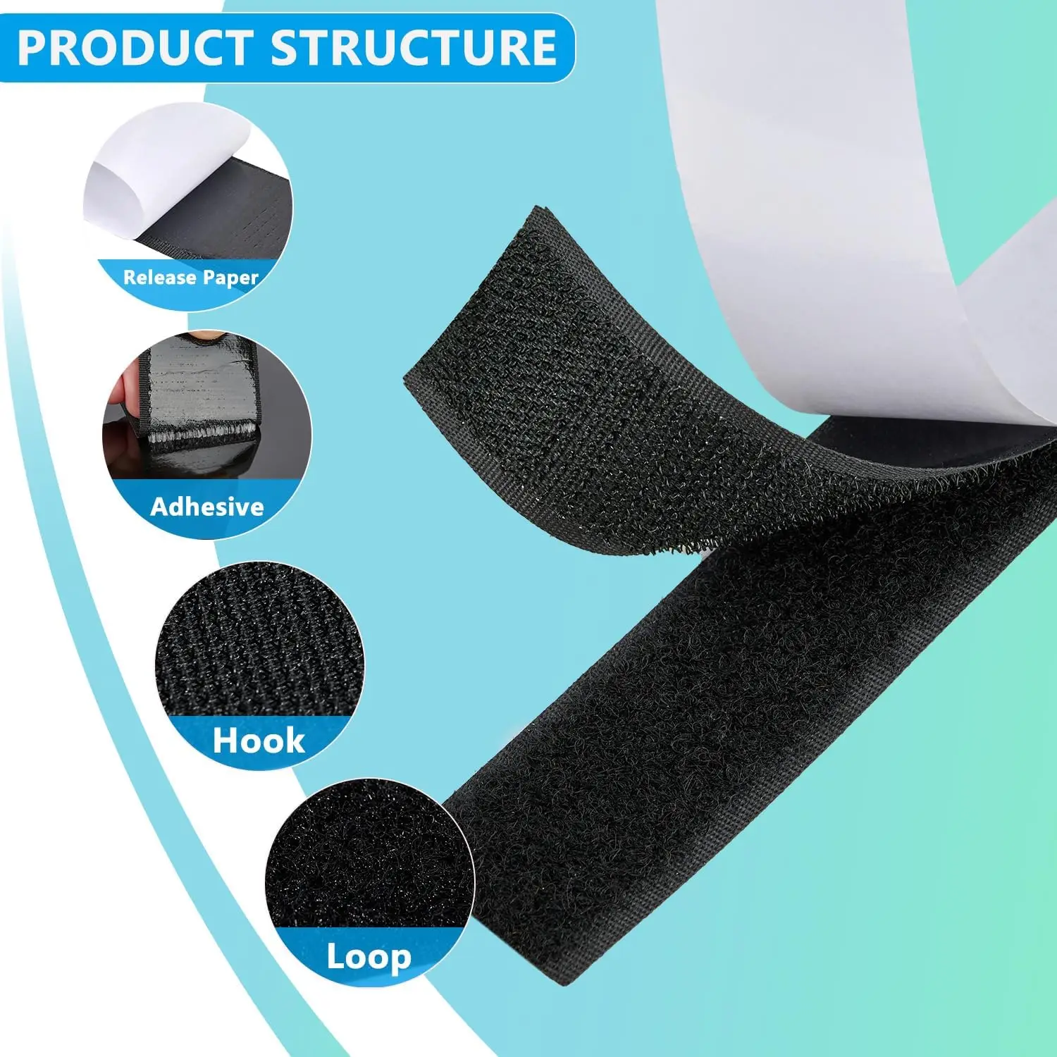 Hook and loop tape - Nylon heavy-duty adhesive interlocking tape with adhesive, suitable for outdoor school homes (black)
Hook and loop tape - Nylon heavy-duty adhesive interlocking tape with adhesive, suitable for outdoor school homes (black)
