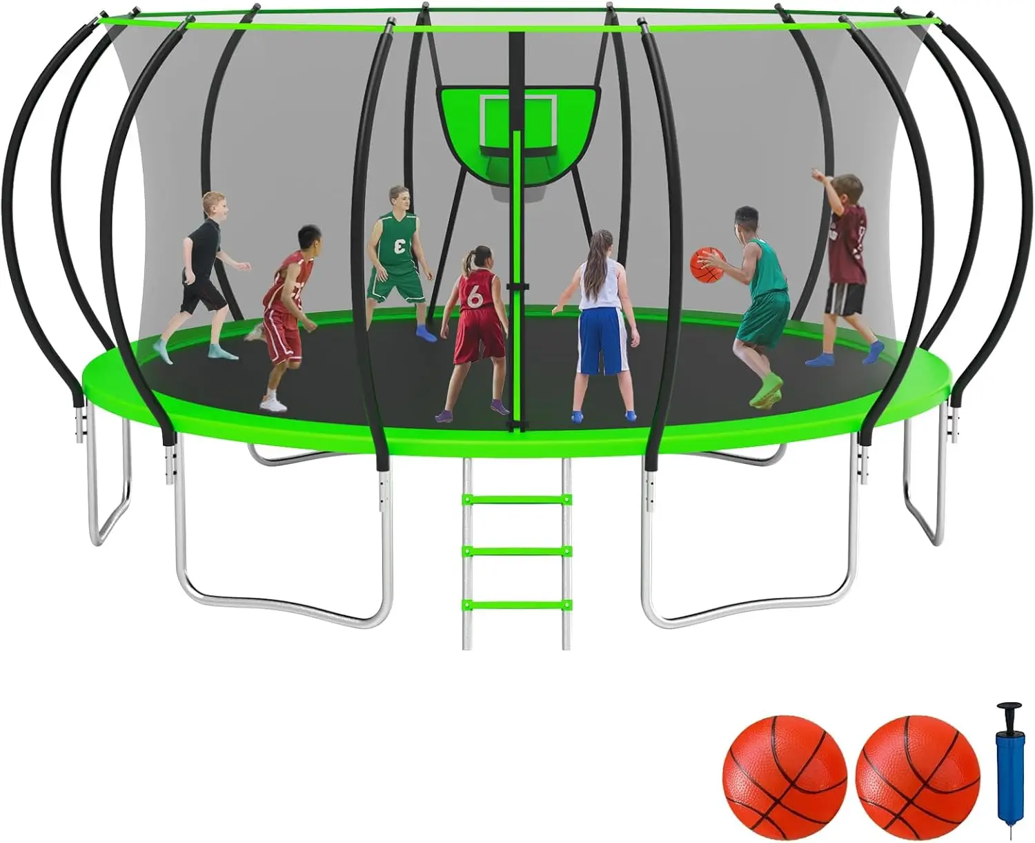 12FT Green 1500LBS Outdoor Tranpoline, Tranpolines with Net, Ladder, Easy to Assemble Recreational Tranpoline Backyard
12FT Green 1500LBS Outdoor Tranpoline, Tranpolines with Net, Ladder, Easy to Assemble Recreational Tranpoline Backyard