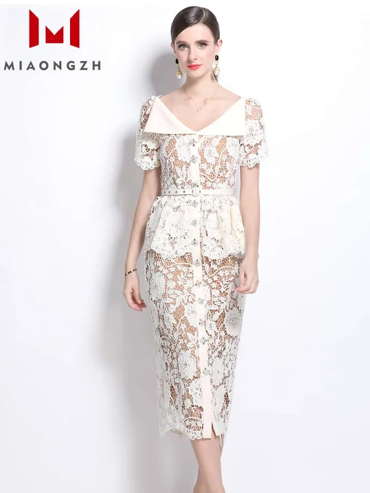 High Quality Embroidery Lace Hollow Out Solid Evening Dress For Women V Neck Short Sleeve Diamonds Female Fashion Party Dresses
High Quality Embroidery Lace Hollow Out Solid Evening Dress For Women V Neck Short Sleeve Diamonds Female Fashion Party Dresses