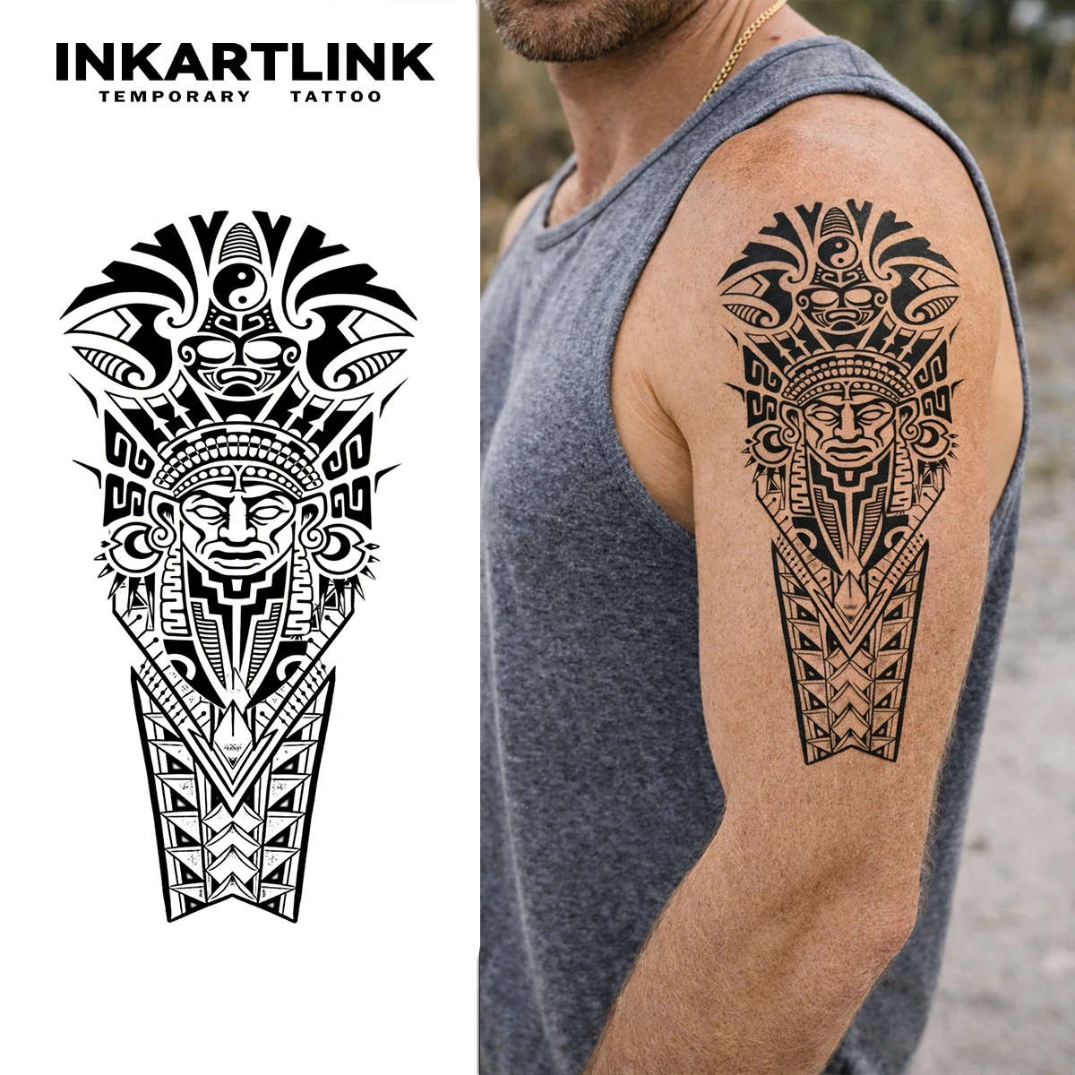 INKARTLINK Mayan Face Juice Tattoo Patch Waterproof, Continuous Color Rendering for 1-2 Week, Essential for Trendy People
INKARTLINK Mayan Face Juice Tattoo Patch Waterproof, Continuous Color Rendering for 1-2 Week, Essential for Trendy People