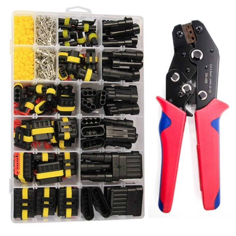 708 Pcs Waterproof Automotive Electrical Connector Terminals Connector Pin Release Key Extractor Tools Set Weather Pack Crimper
708 Pcs Waterproof Automotive Electrical Connector Terminals Connector Pin Release Key Extractor Tools Set Weather Pack Crimper