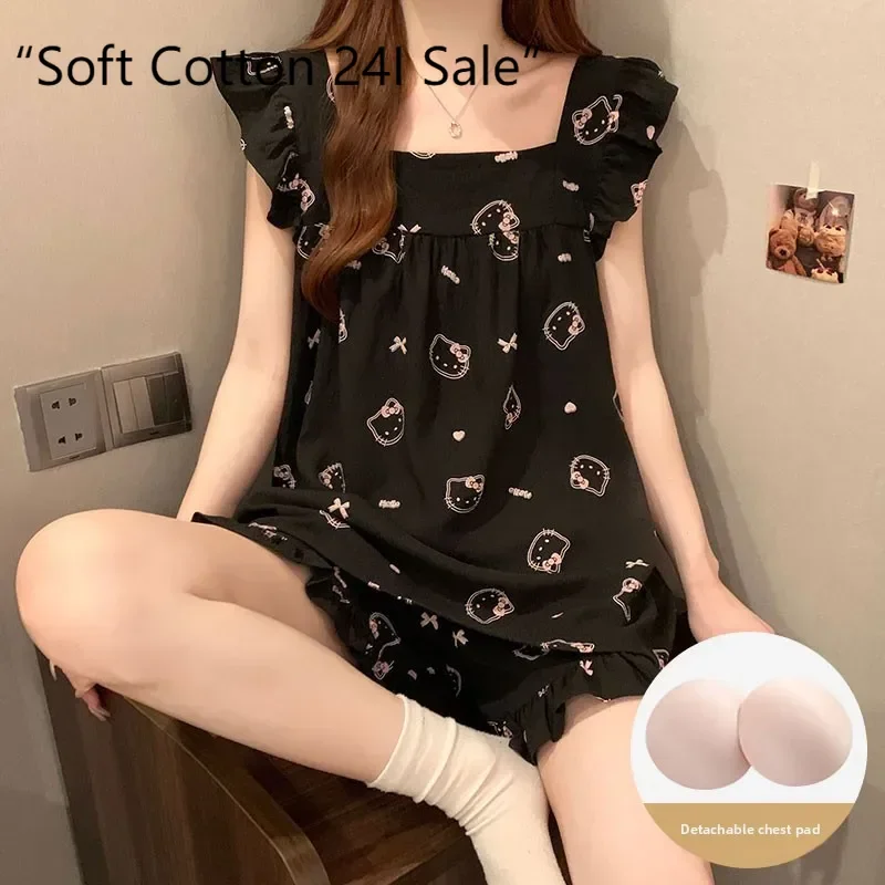 Black Hello Kitty pajamas new sleeveless shorts two-piece set cute cartoon Sanrio Hello Kitty loungewear summer pajamas
Black Hello Kitty pajamas new sleeveless shorts two-piece set cute cartoon Sanrio Hello Kitty loungewear summer pajamas