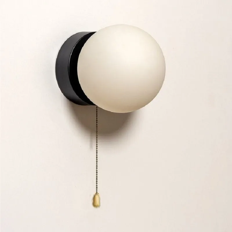 Pull Switch Glass Ball Wall Lamp for Living Room Bedroom Aisle Balcony Modern Round Sconces Black White Golden
Pull Switch Glass Ball Wall Lamp for Living Room Bedroom Aisle Balcony Modern Round Sconces Black White Golden