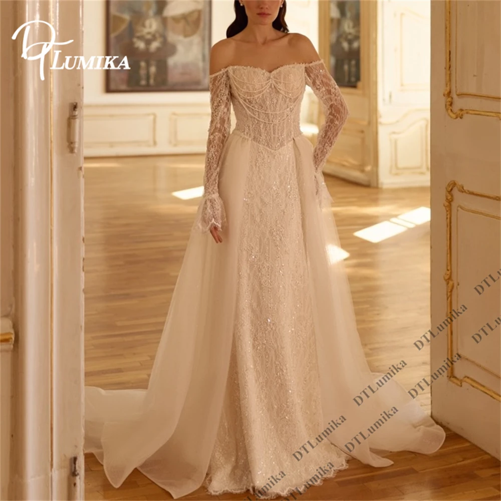 DTLumika Exquisite Beading Bride Dress with Full Sleeves, Detachable Tulle Train Long Wedding Dress Customized Size Bridal Gown
DTLumika Exquisite Beading Bride Dress with Full Sleeves, Detachable Tulle Train Long Wedding Dress Customized Size Bridal Gown