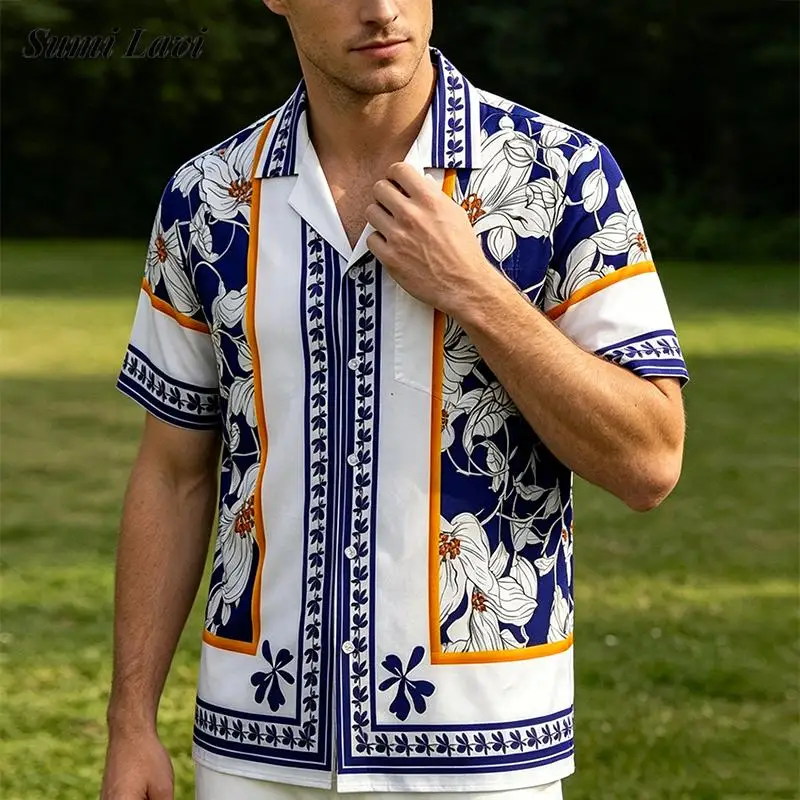 Daily Leisure Short Sleeve Ice Silk Shirt Mens Vintage Pattern Printed Buttoned Lapel Shirts Spring Summer Casual Men Cardigans
Daily Leisure Short Sleeve Ice Silk Shirt Mens Vintage Pattern Printed Buttoned Lapel Shirts Spring Summer Casual Men Cardigans