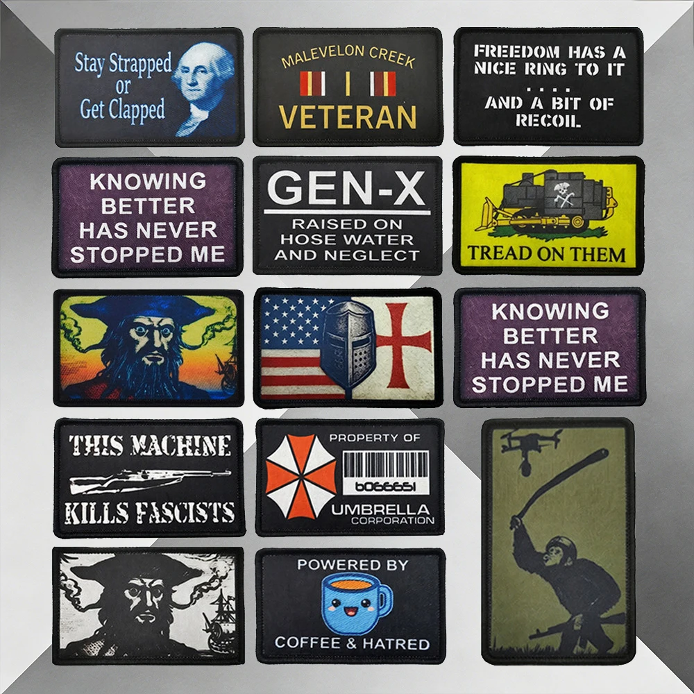 Retro Slogan Theme Tactical Embroidered Patches Cool Text & Pattern Design for Gear And Apparel