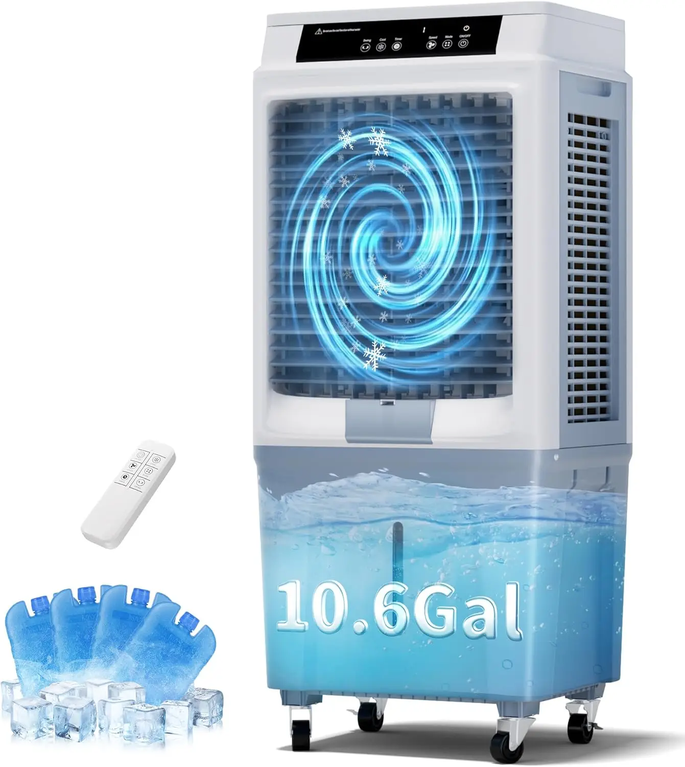 Swamp Cooler, 3880CFM Evaporative Air Cooler with 10.6 Gal Water Tank, 3 Speeds, Remote, 120° Oscillation, Windowless Portable
Swamp Cooler, 3880CFM Evaporative Air Cooler with 10.6 Gal Water Tank, 3 Speeds, Remote, 120° Oscillation, Windowless Portable